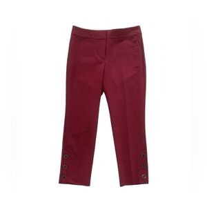 Ann Taylor Factory Cranberry Ankle Pants Button Hem Career Workwear Size 6
